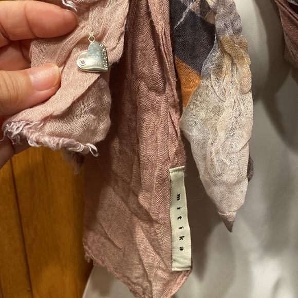 A Bundle of Two Bohemian Boho Vibe Double-Layer Knit Scarves in Blush and Peach - Picture 9 of 14